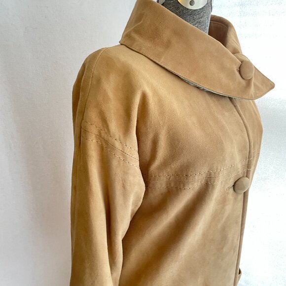 Vintage Highlander 1960s camel color soft suede coat w/removable collar - Picture 3 of 13